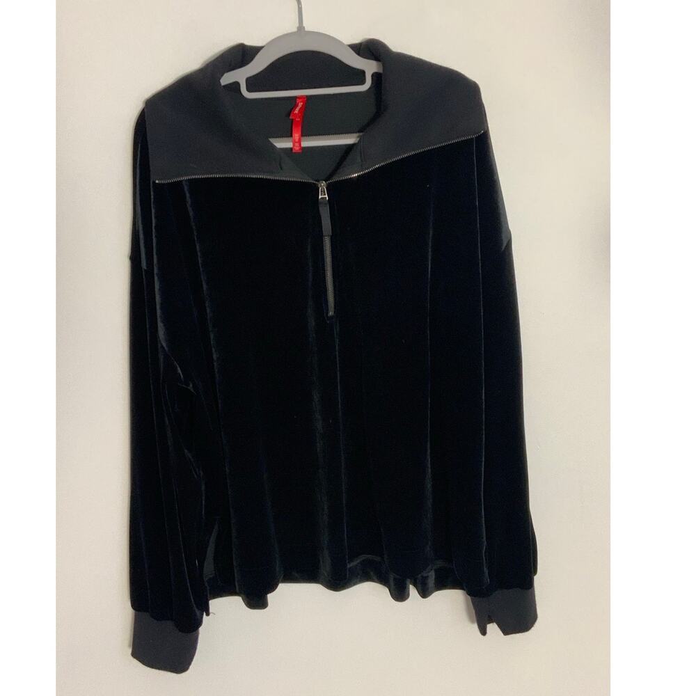 Spanx black velvet half-zip pullover‎ top size 3X